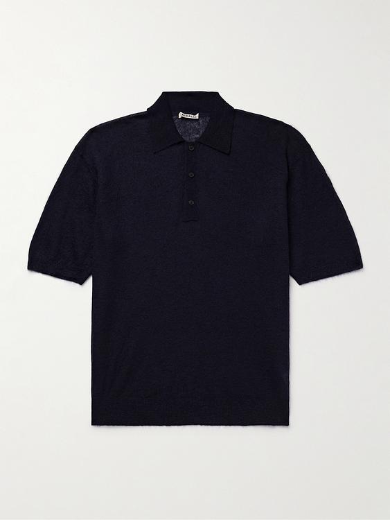 Black short sleeve polo shirt from Auralee