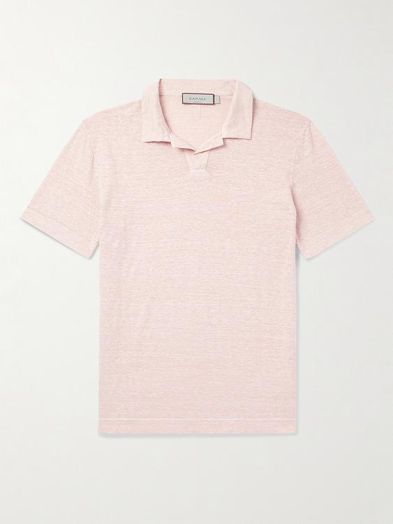Light pink short sleeve polo shirt from Canali