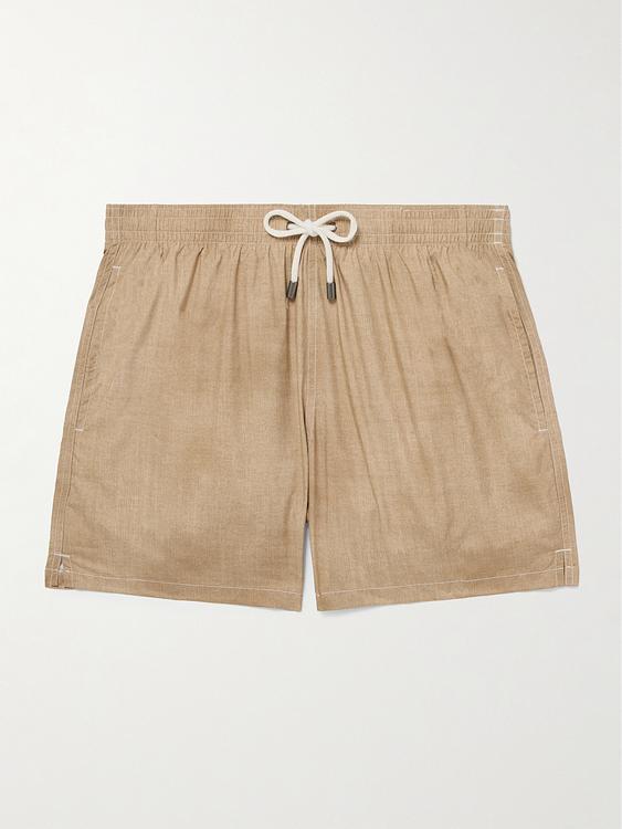 Taupe swim shorts from Canali