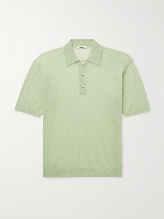 Beige short sleeve polo shirt from Auralee
