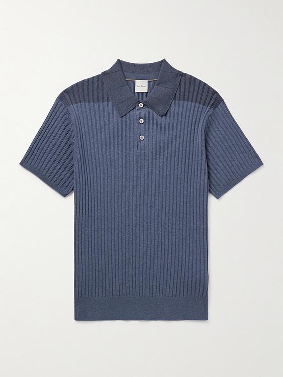 Striped blue short sleeve polo shirt from Paul Smith