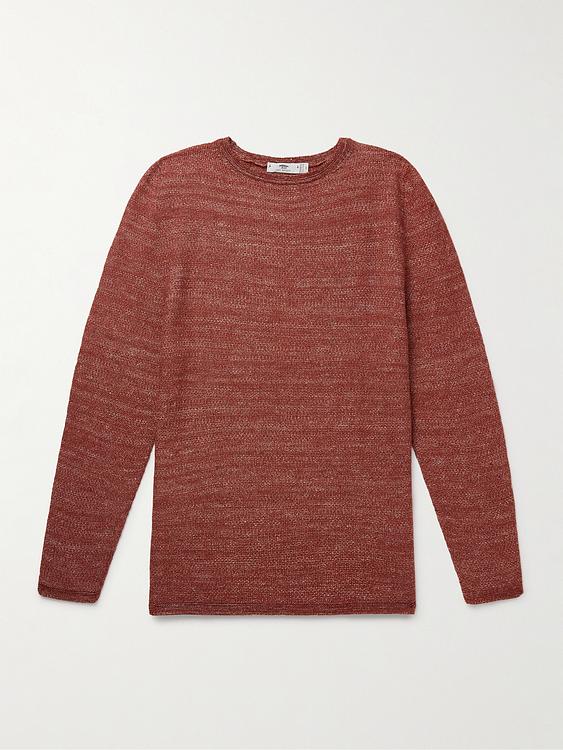 Striped brown sweater from Inis Meáin