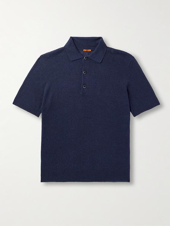 Dark blue short sleeve polo shirt from Barena