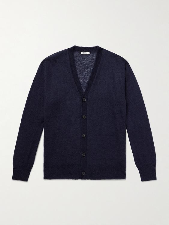 Black cardigan from Auralee