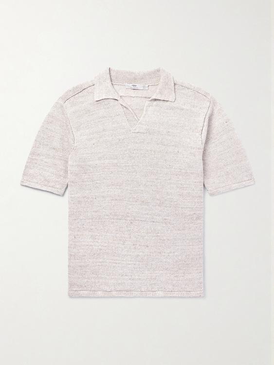 Light pink short sleeve polo shirt from Inis Meáin