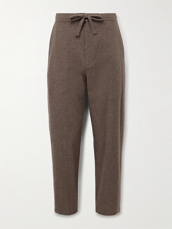 Taupe drawstring trousers from De Bonne Facture