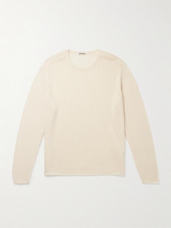 White sweater from Auralee