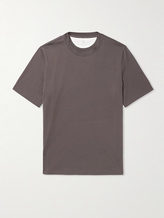Taupe t-shirt from Brunello Cucinelli