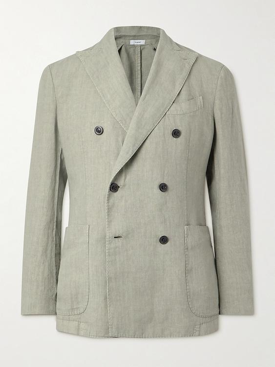 Beige double-breasted suit jacket from Boglioli