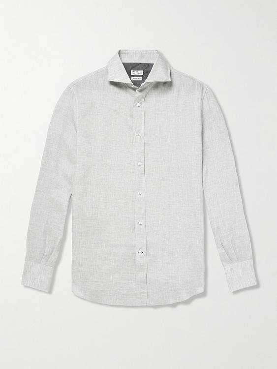 Grey linen shirt from Brunello Cucinelli