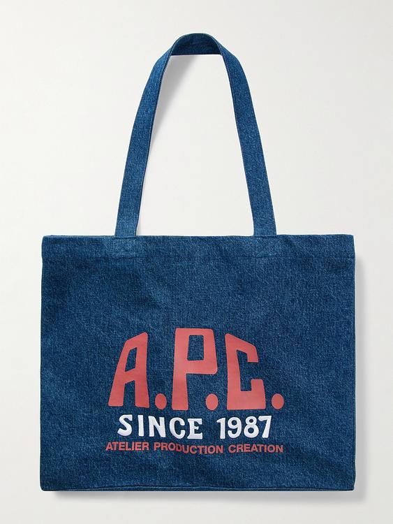 Print dark blue tote bag from A.P.C