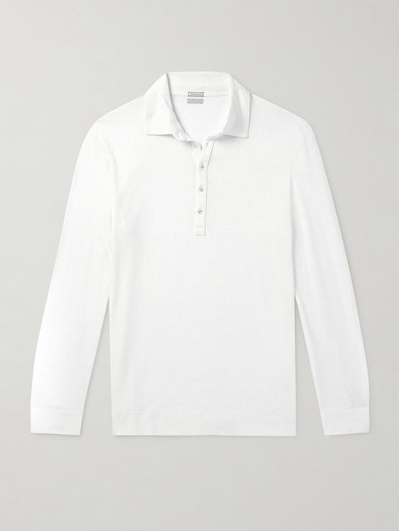 White long sleeve polo shirt from Massimo Alba