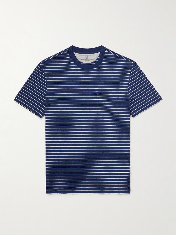 Striped dark blue t-shirt from Brunello Cucinelli