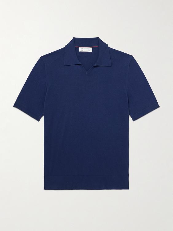 Dark blue short sleeve polo shirt from Brunello Cucinelli