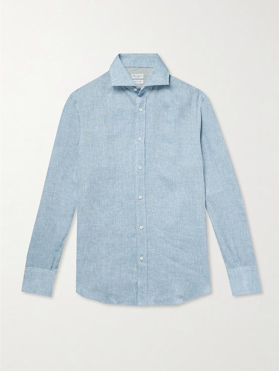 Light blue linen shirt from Brunello Cucinelli