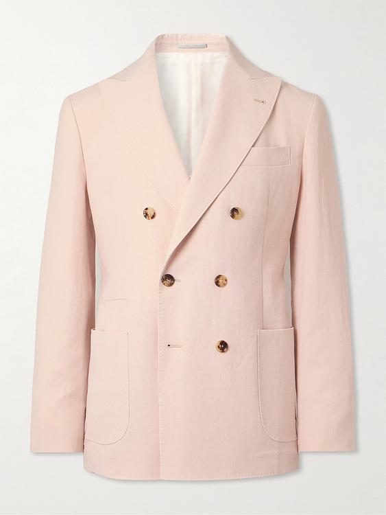 Light pink double-breasted suit jacket from Brunello Cucinelli