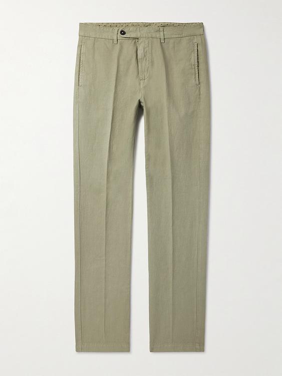 Taupe linen trousers from Massimo Alba