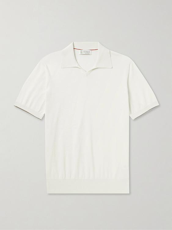 White short sleeve polo shirt from Brunello Cucinelli