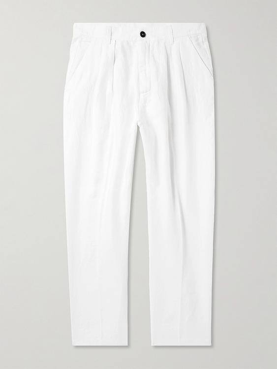 White linen trousers from Massimo Alba