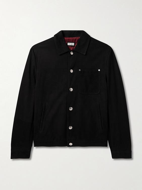 Black leather jacket from Brunello Cucinelli