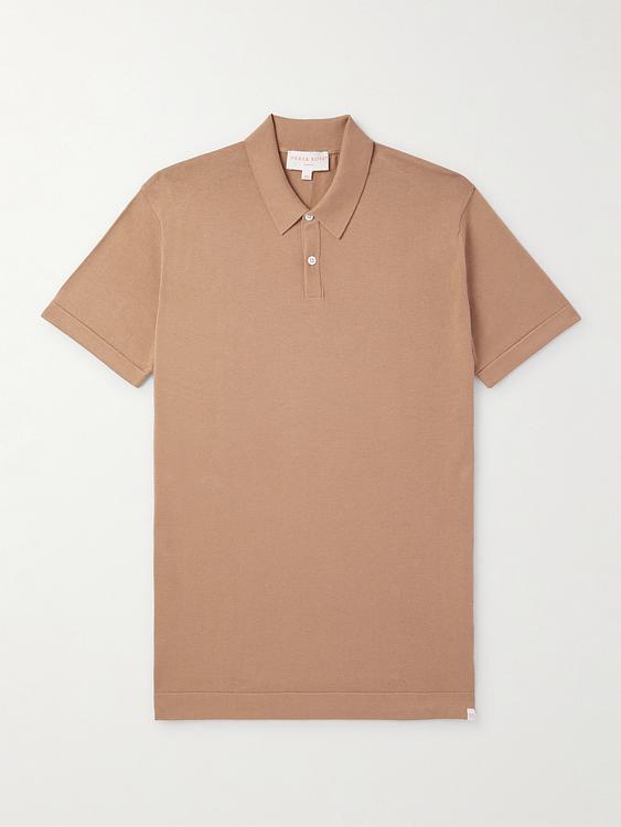Brown short sleeve polo shirt from Derek Rose