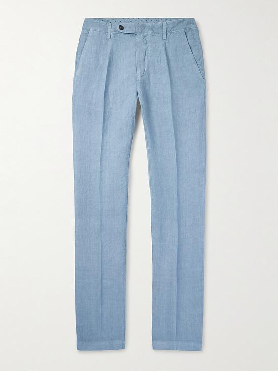 Blue linen trousers from Massimo Alba