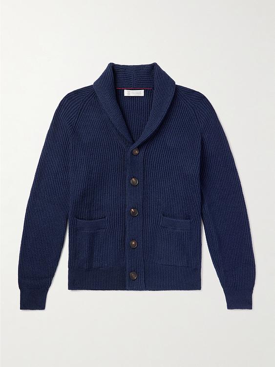 Dark blue cardigan from Brunello Cucinelli