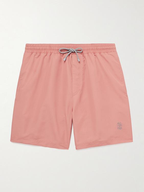 Peach swim shorts from Brunello Cucinelli