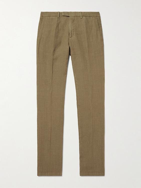 Taupe linen trousers from Boglioli