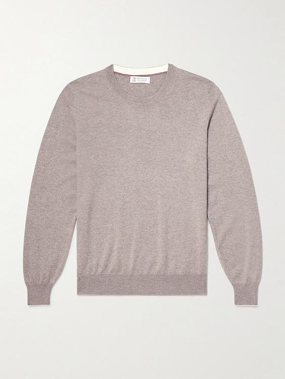 Grey cashmere sweater from Brunello Cucinelli