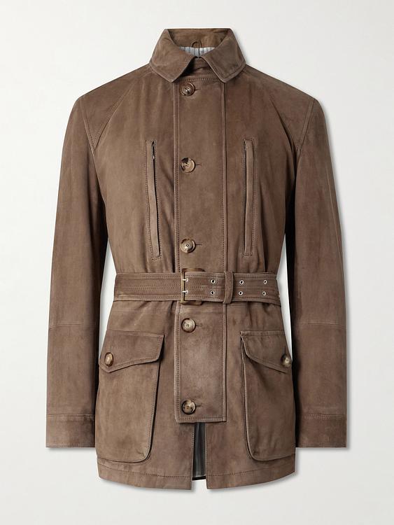 Taupe leather jacket from Brunello Cucinelli