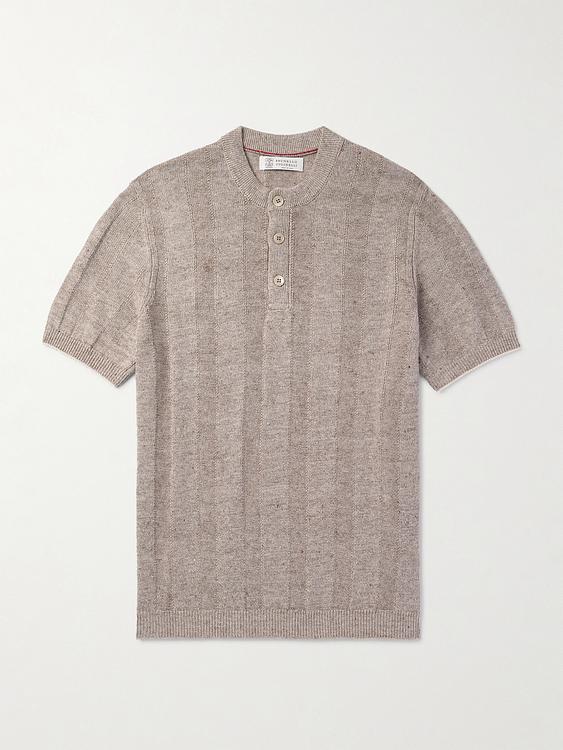Grey short sleeve polo shirt from Brunello Cucinelli
