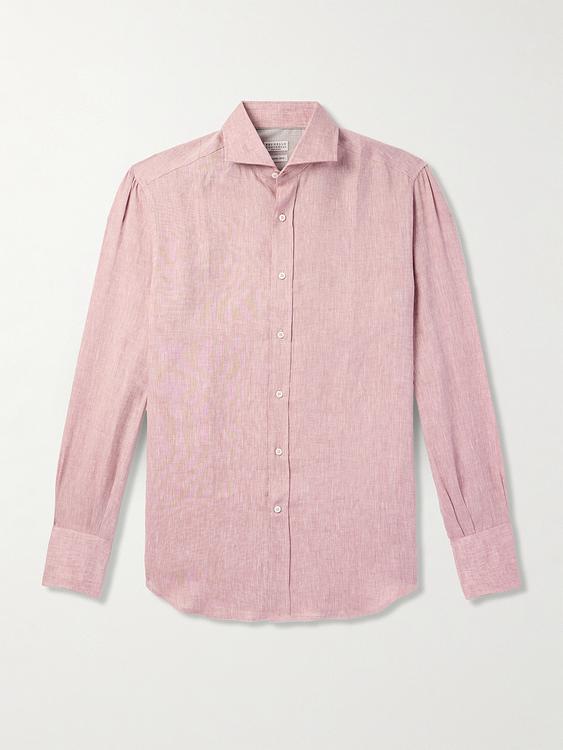 Light pink linen shirt from Brunello Cucinelli