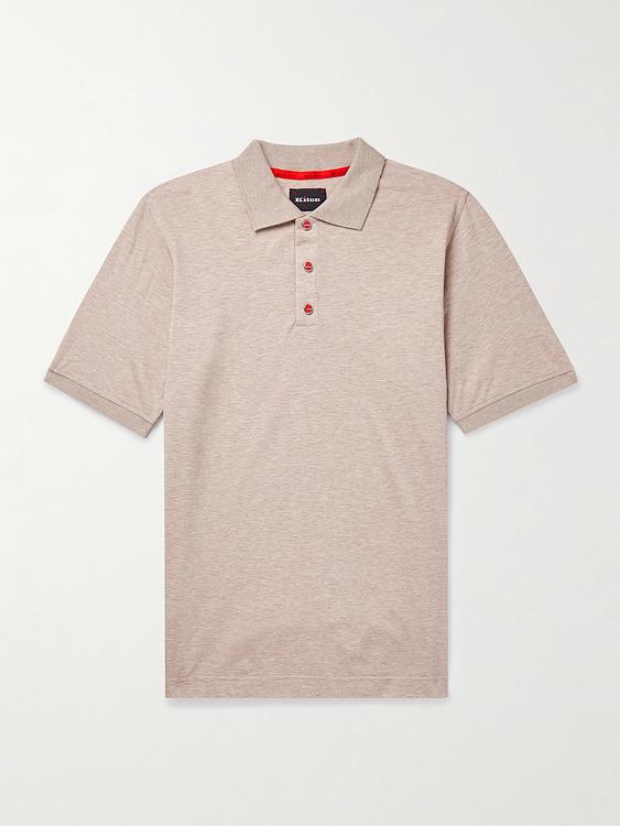 Beige short sleeve polo shirt from Kiton