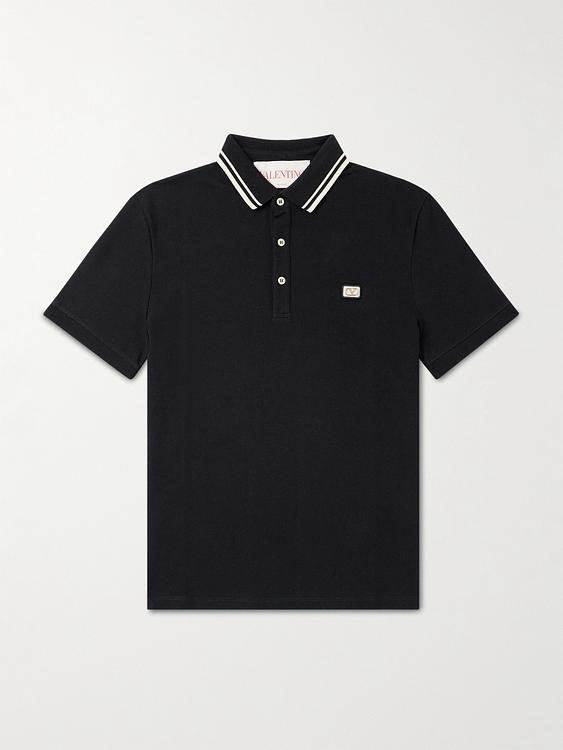 Black short sleeve polo shirt from Valentino Garavani