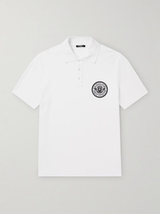 White short sleeve polo shirt from Balmain