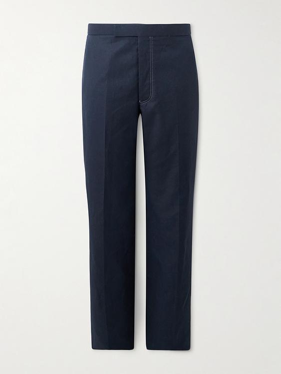 Black linen trousers from Thom Browne