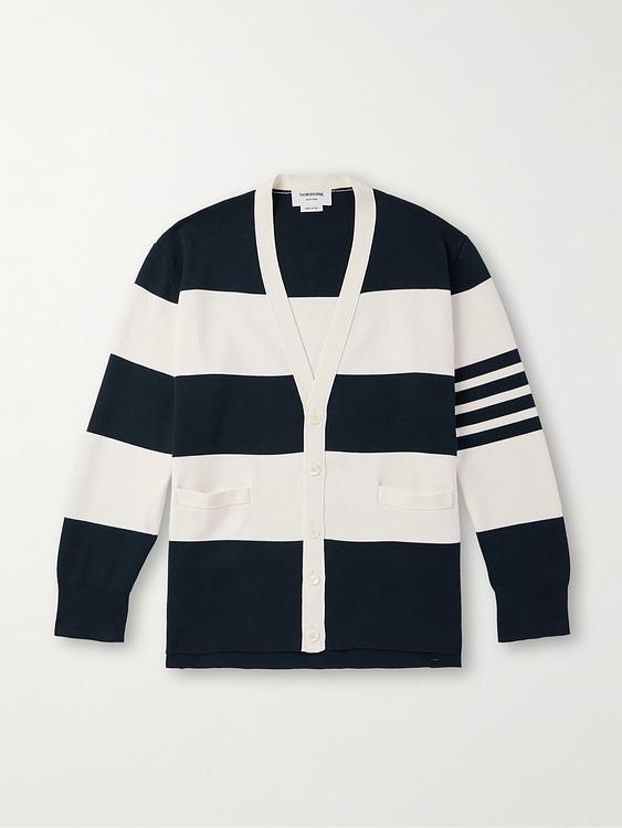 Striped black cardigan from Thom Browne