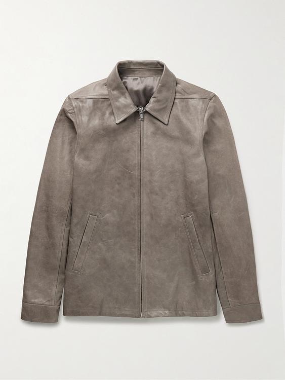 Grey leather jacket from Rick Owens