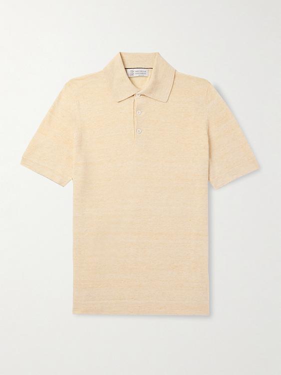 Beige short sleeve polo shirt from Brunello Cucinelli