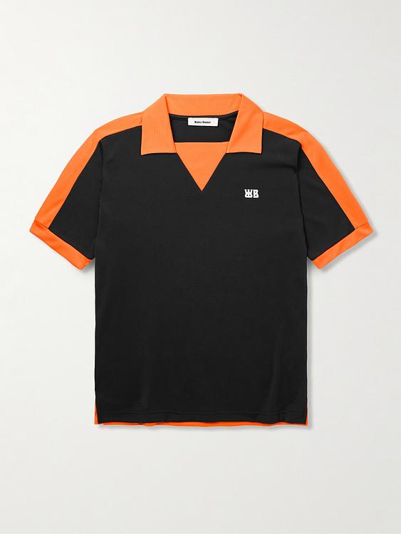 Black short sleeve polo shirt from Wales Bonner