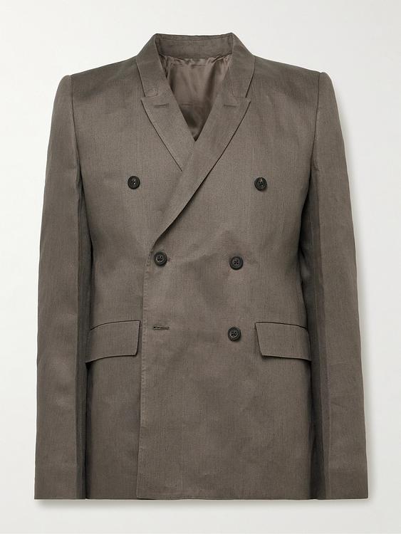 Taupe double-breasted blazer from Rick Owens