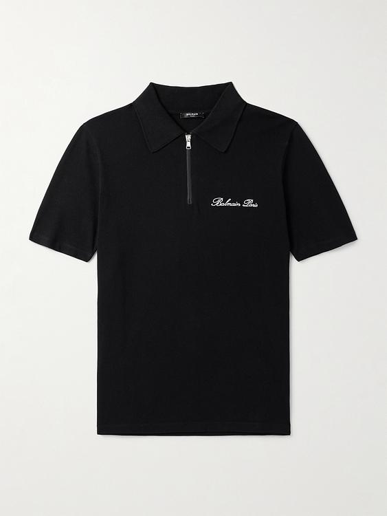 Black short sleeve polo shirt from Balmain