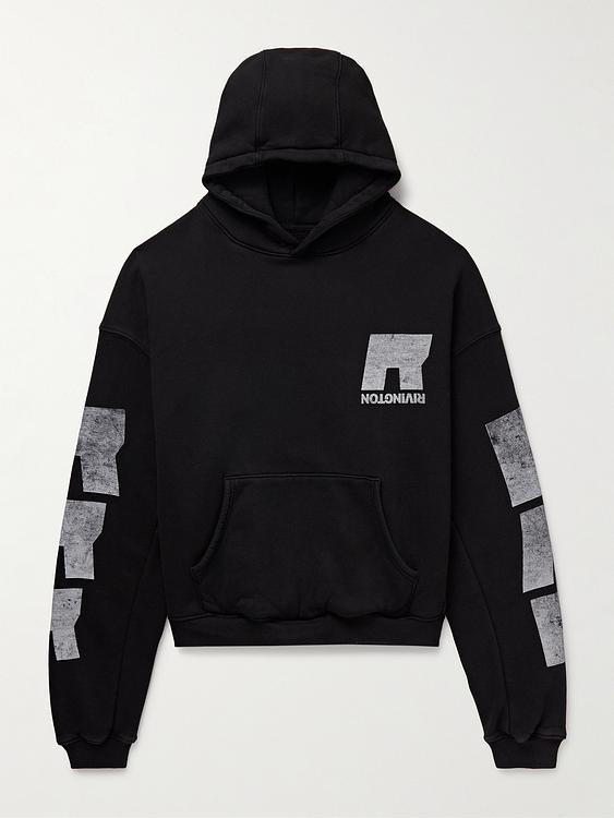 Print black hooded sweatshirt from Rrr123