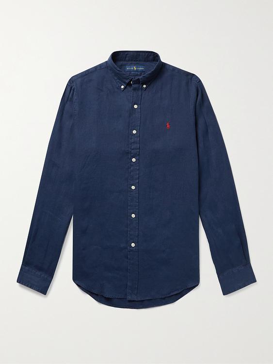 Dark blue linen shirt from Polo Ralph Lauren