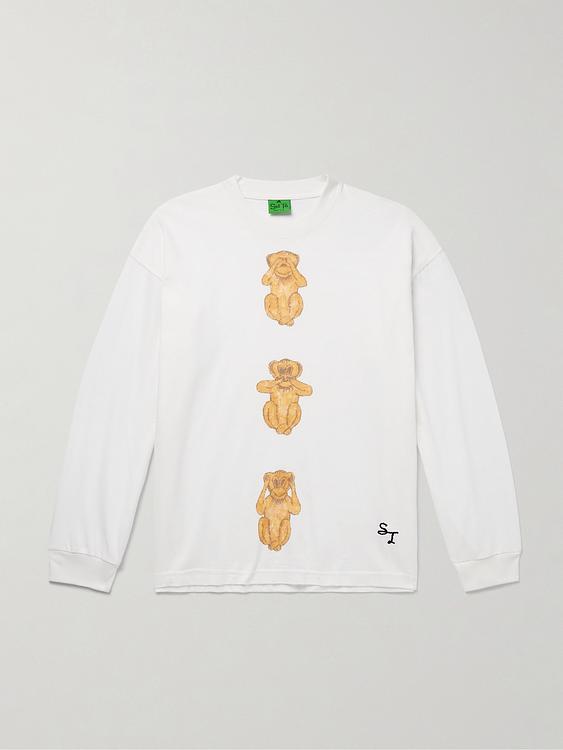 Print white long sleeve t-shirt from Small Talk