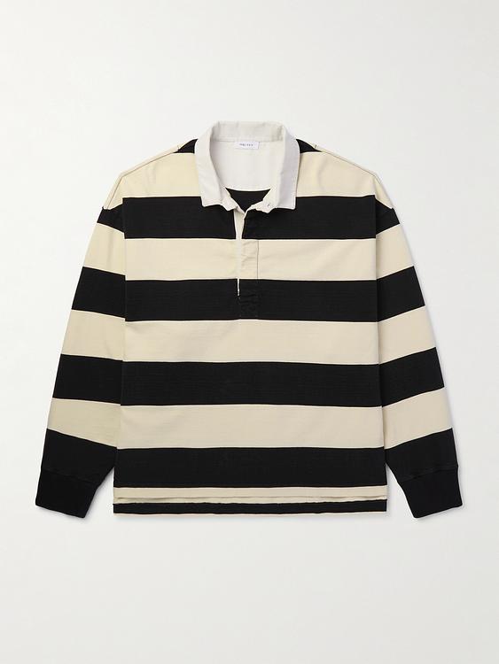 Striped black long sleeve polo shirt from McQueen
