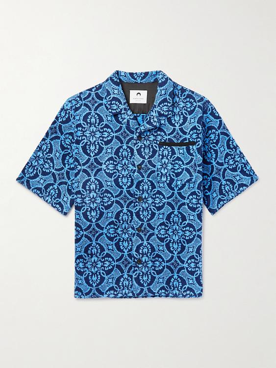 Dark blue short sleeve polo shirt from Marine Serre