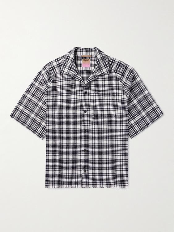 Checkered multicolor short sleeve shirt from Zegna x The Elder Statesman