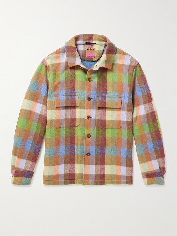 Checkered multicolor overshirt from Zegna x The Elder Statesman